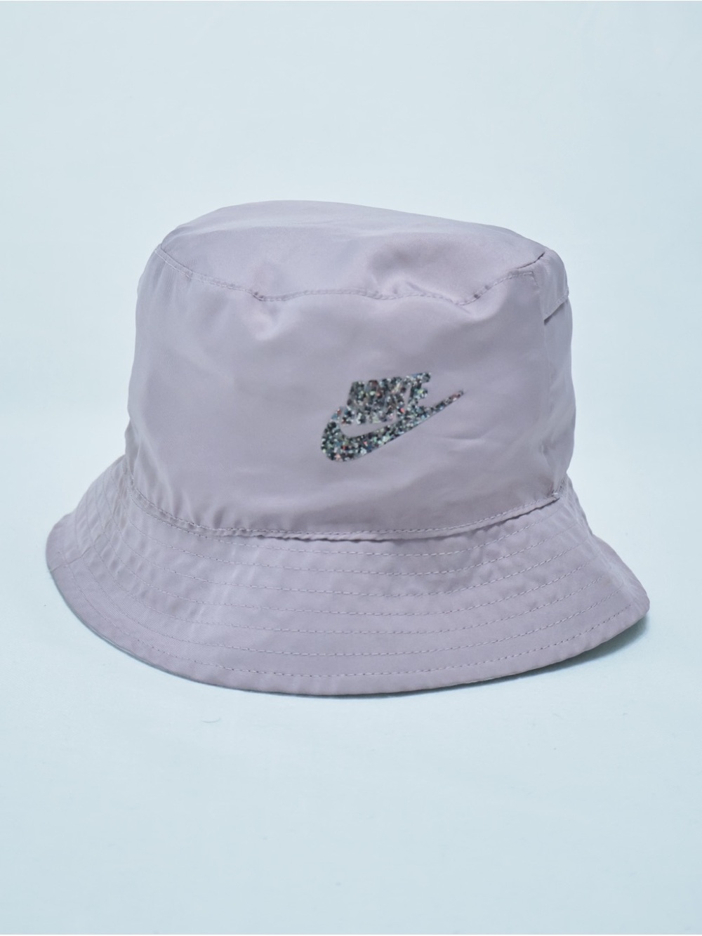 Nike Youth Kids Reversible Lilac/Light Grey Bucket Hat with Glitter Swoosh